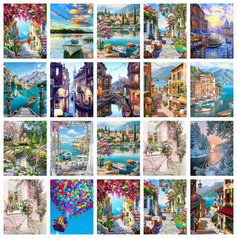 AZQSD Diamond Painting City Street Landscape Home Decor Rhinestones Diy Gift Embroidery Sale  House 30x40cm Full Kits Art – UMETNIČKI RADOVI