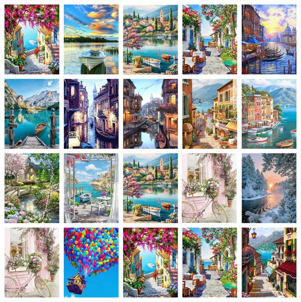 AZQSD Diamond Painting City Street Landscape Home Decor Rhinestones Diy Gift Embroidery Sale  House 30x40cm Full Kits Art – UMETNIČKI RADOVI